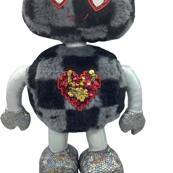 Walmart Valentine's Day Plush Flippable Sequin Heart Robot Toy Glasses 16” - Picture 3 of 7